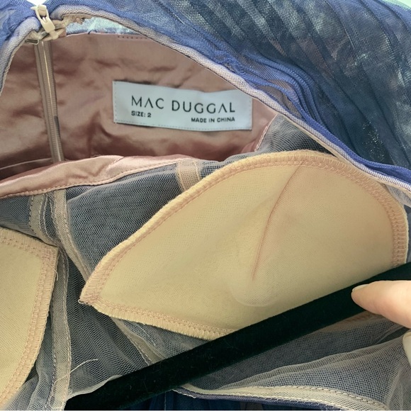 Mac Duggal Pleated Bodice Ombré Sleeveless V Neck Midi Dress 20403 NWT Size 2 - Picture 6 of 7